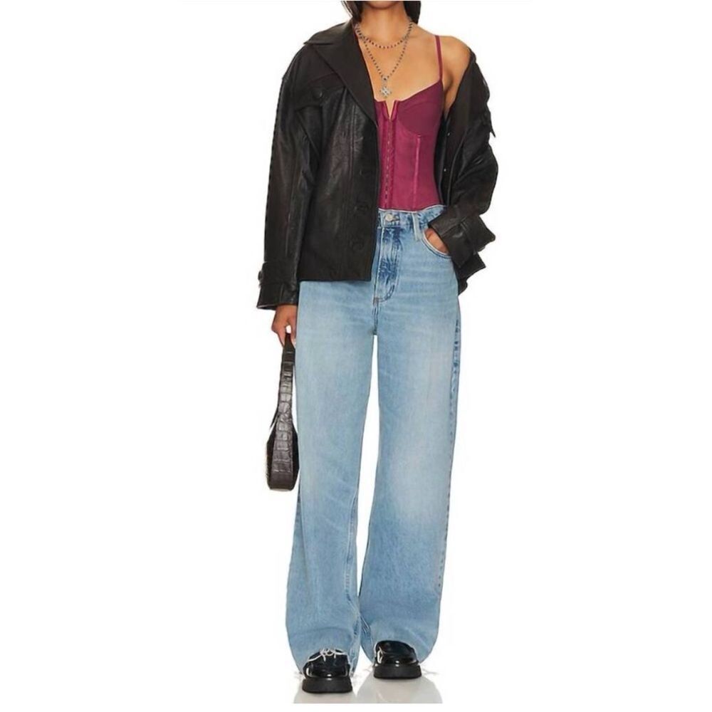 🆕 New With Tags FREE PEOPLE Night Rhythm Corset Bodysuit / Washed Maroon - Picture 6 of 13